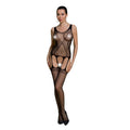 Passion (Польща) Бодістокінг Passion ECO BS007 black, з доступом, силуетний малюнок, імітація підв’язок