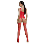 Бодістокінг Passion ECO BS007 red, з доступом, силуетний малюнок, імітація підв’