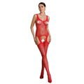 Passion (Польща) Бодістокінг Passion ECO BS008 red, з доступом, флористичний декор, імітація підв’язок