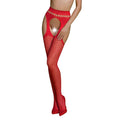 Passion (Польща) Еротичні колготки-бодістокінг Passion ECO S002 red, з доступом, геометричне плетіння