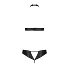 Комплект із екошкіри Passion MALWIA SET with Open Bra 6XL/7XL black, топ та трусики з люверсами