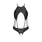 Боді з відкритим доступом Passion TASMINA BODY, екошкіра, шнурівки, ажурні мережива