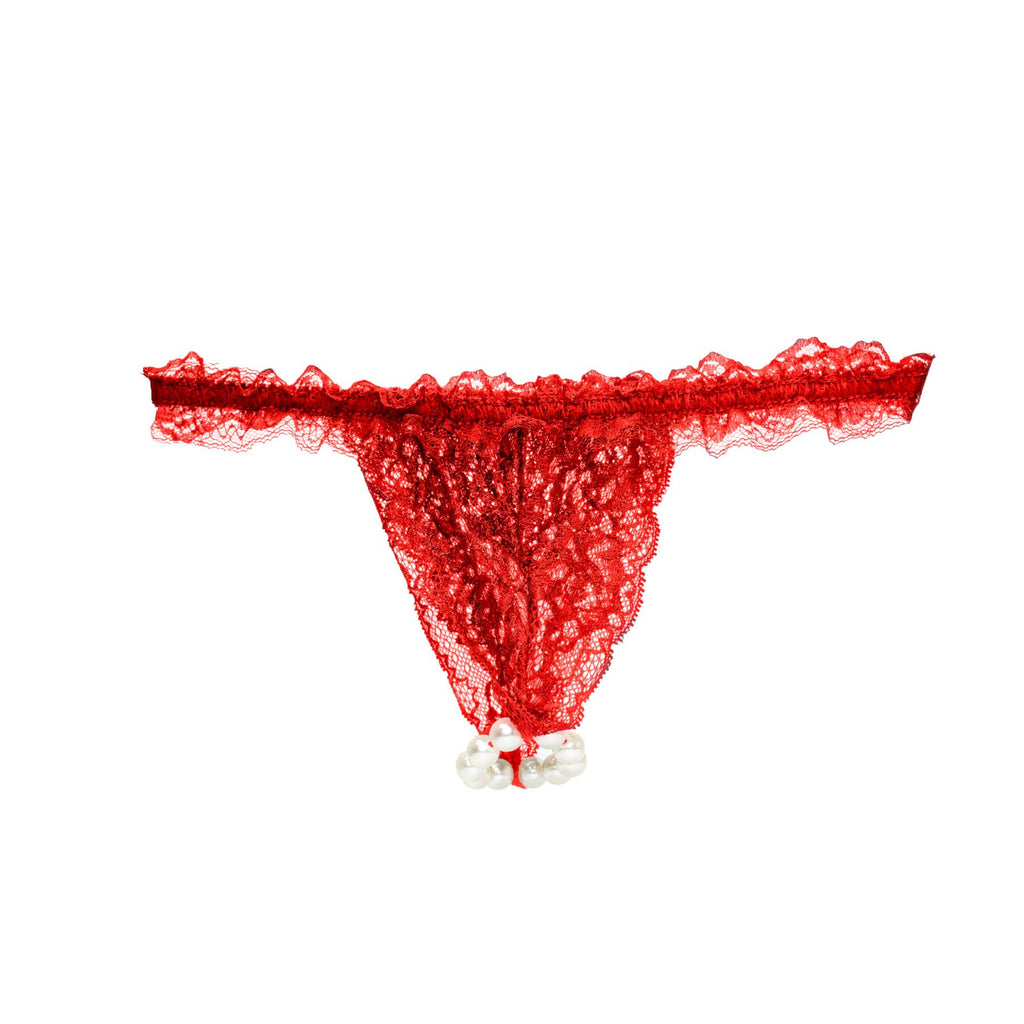 Intt (Бразилия-Португалия) Набір Intt BRAZILIAN PANTY RED: трусики на резинці S-XL з перлинним кільцем + полунична змазка