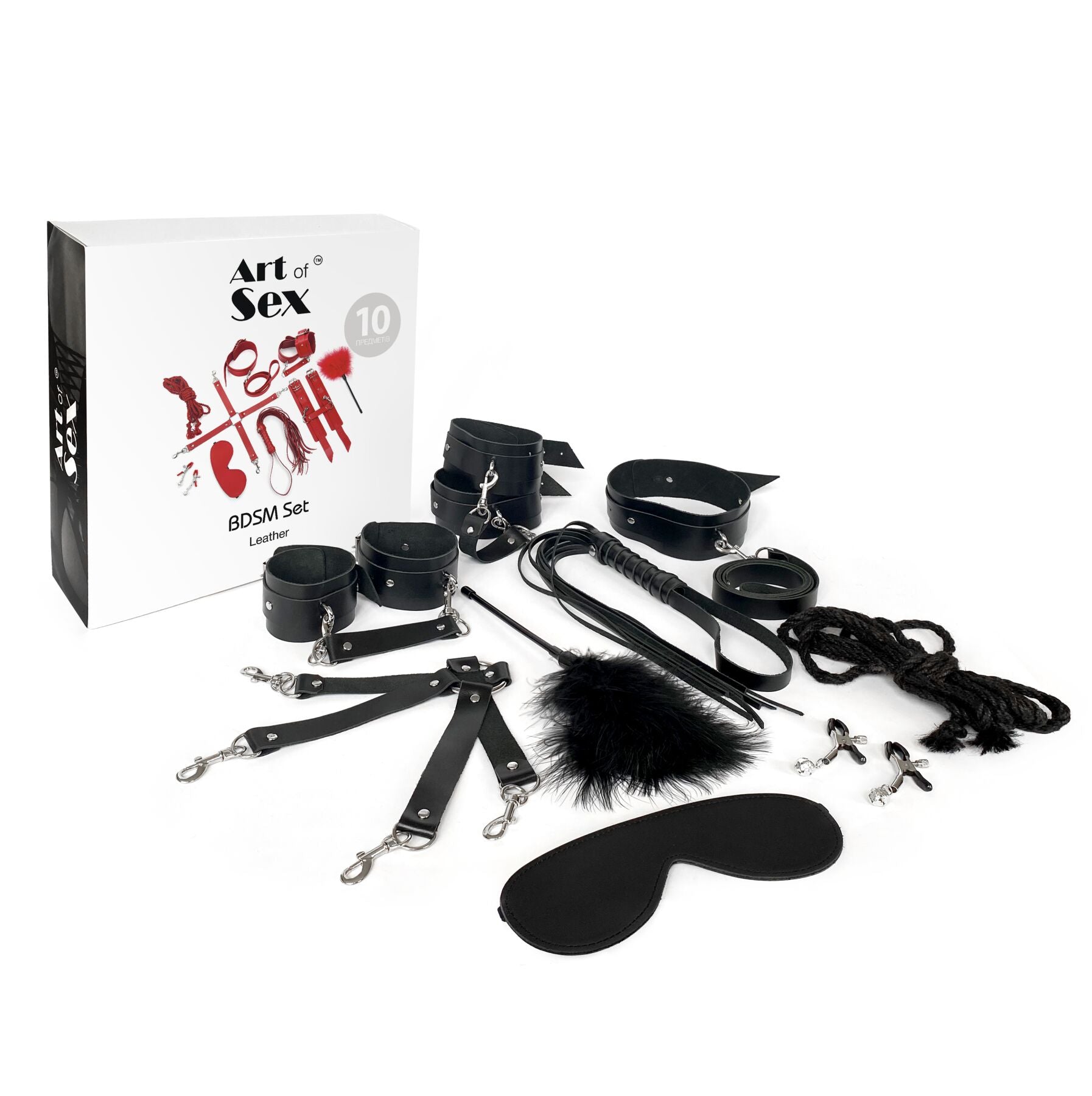 Art of Sex (Україна) Набір BDSM Art of Sex – Set Leather, 10 предметів, чорний, натуральна шкіра