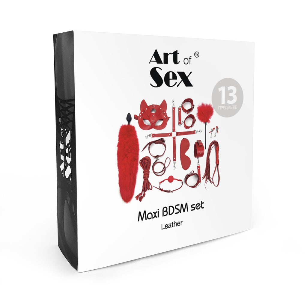 Art of Sex (Україна) Набір BDSM Art Of Sex – Maxi BDSM Set Leather, 13 предметів, чорний, натуральна шкіра