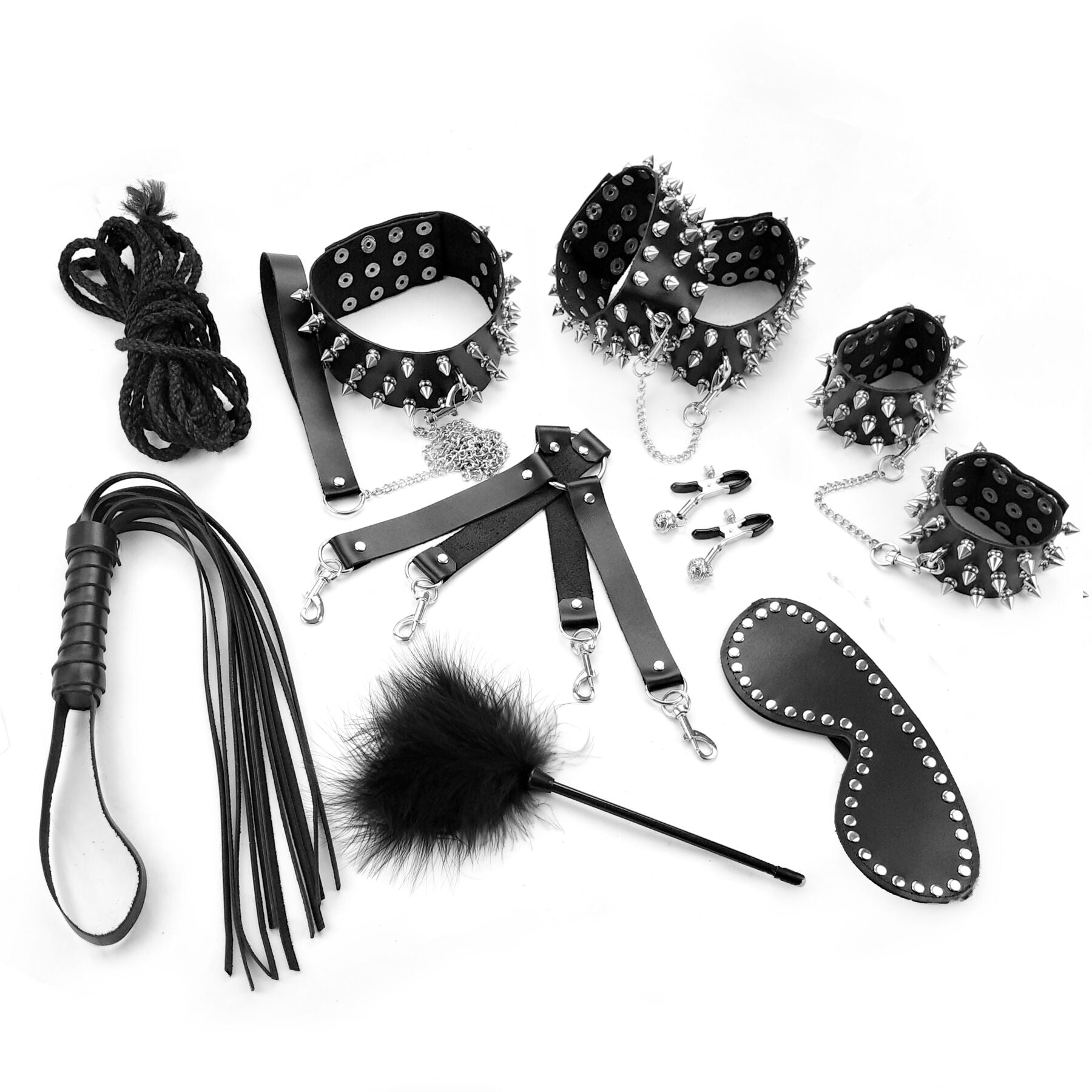 Art of Sex (Україна) BDSM-набір Art of Sex – Spikes BDSM Set Leather, 10 предметів, чорний, натуральна шкіра