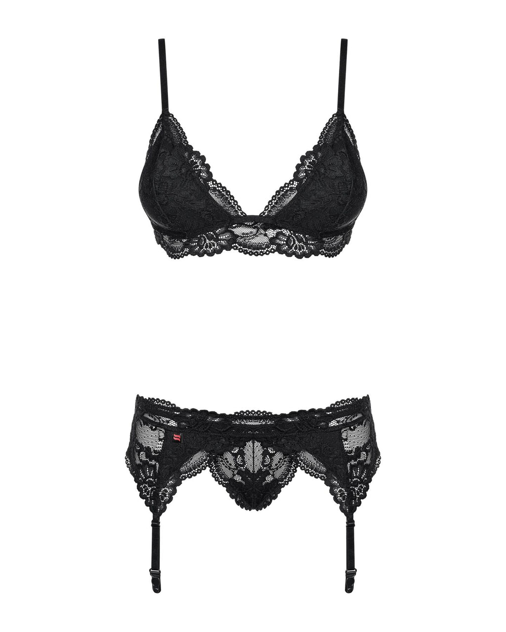 Мереживний комплект білизни Obsessive 810-SEG-1 S/M Black, бюстгальтер, стрінги,