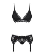 Мереживний комплект білизни Obsessive 810-SEG-1 S/M Black, бюстгальтер, стрінги,