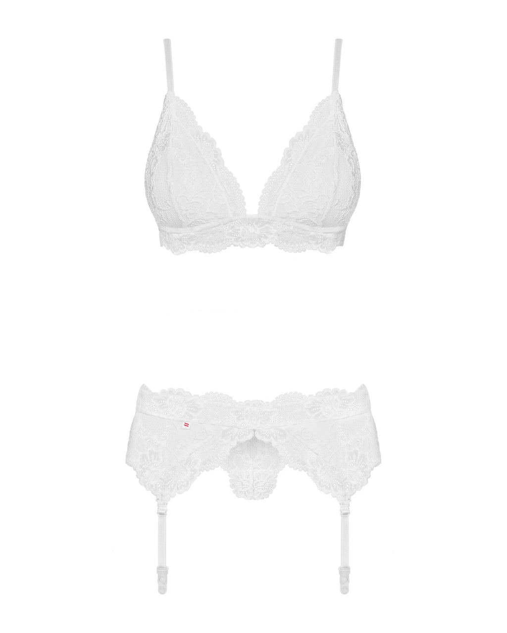 Obsessive (Польща) Мереживний комплект білизни Obsessive 810-SEG-2 S/M White, бюстгальтер, стрінги, пояс для панчіх