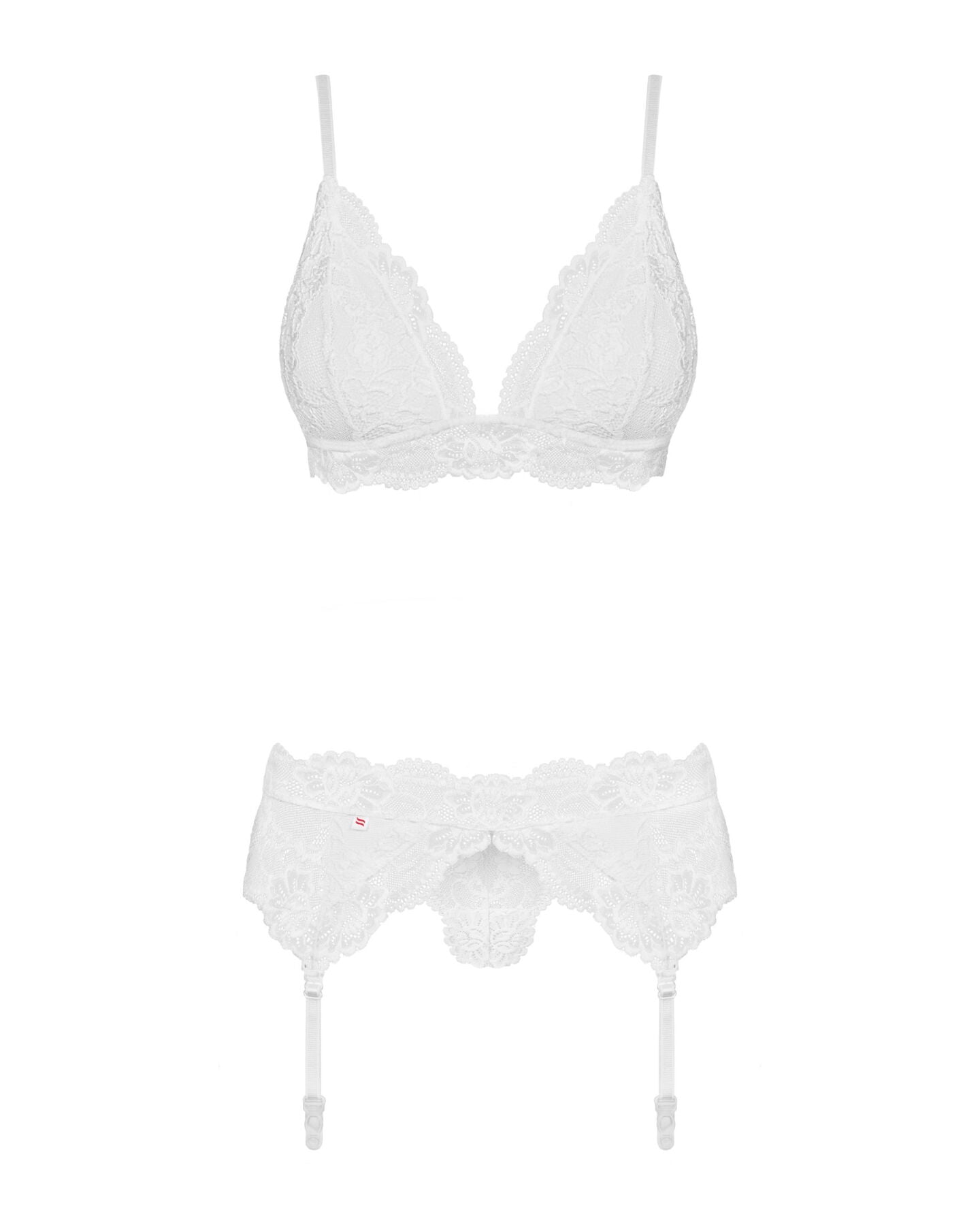Obsessive (Польща) Мереживний комплект білизни Obsessive 810-SEG-1 L/XL White, бюстгальтер, стрінги, пояс для панчіх