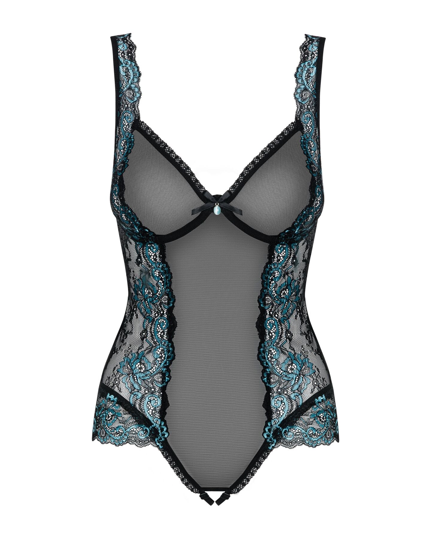 Obsessive (Польща) Сітчасте боді на кісточках Obsessive Amanta teddy L/XL, чорне, з доступом