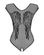 Бодістокінг із великої сітки з мереживом Obsessive B112 teddy S/M/L, чорний, з доступом