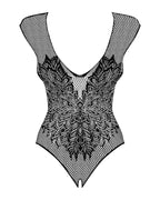 Бодістокінг із великої сітки з мереживом Obsessive B112 teddy S/M/L, чорний, з доступом