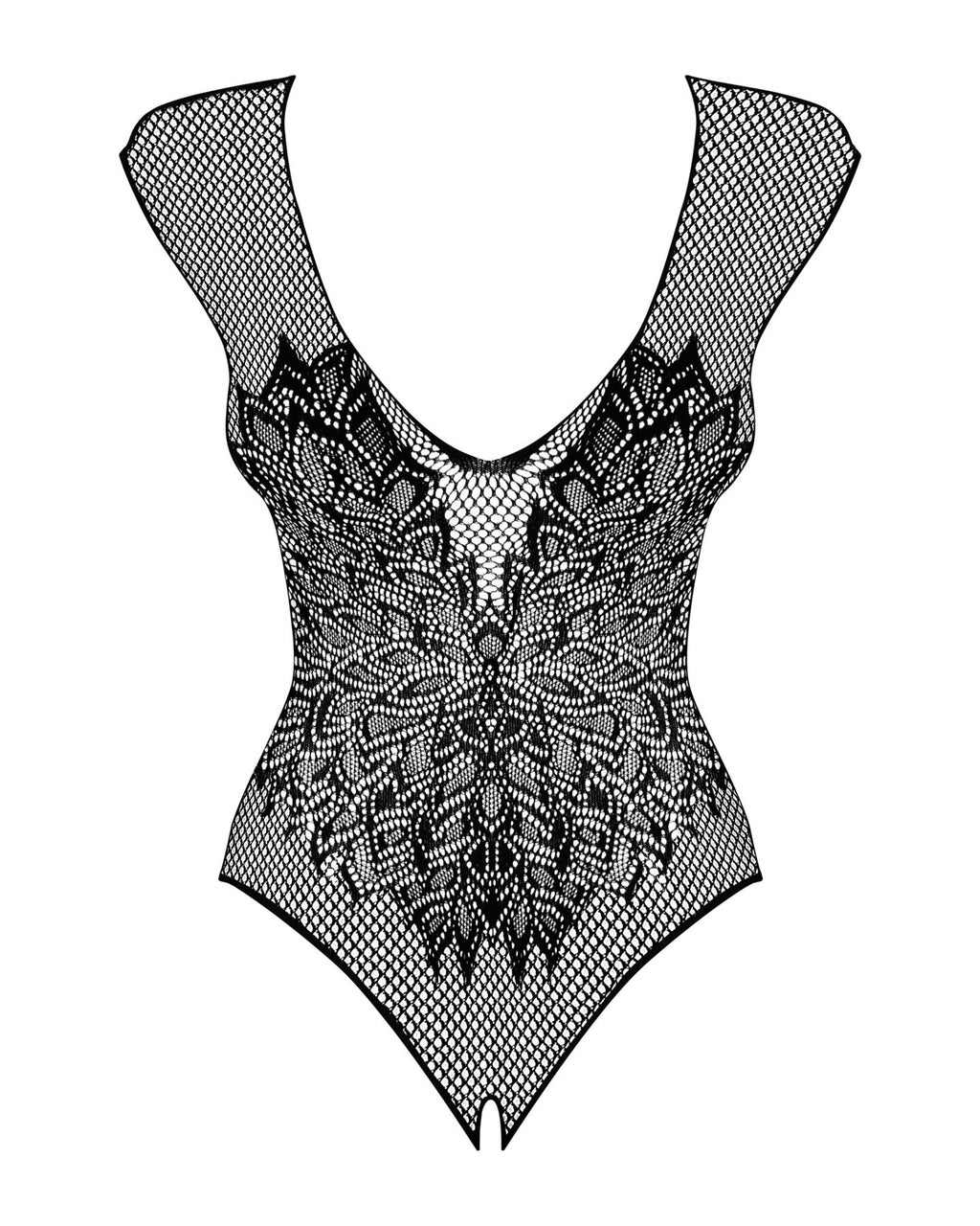 Obsessive (Польща) Бодістокінг із великої сітки з мереживом Obsessive B112 teddy XL/XXL, чорний, з доступом