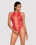 Obsessive (Польща) Ажурний бодістокінг із ефектом шнурівки Obsessive B120 teddy red S/M/L, червоний