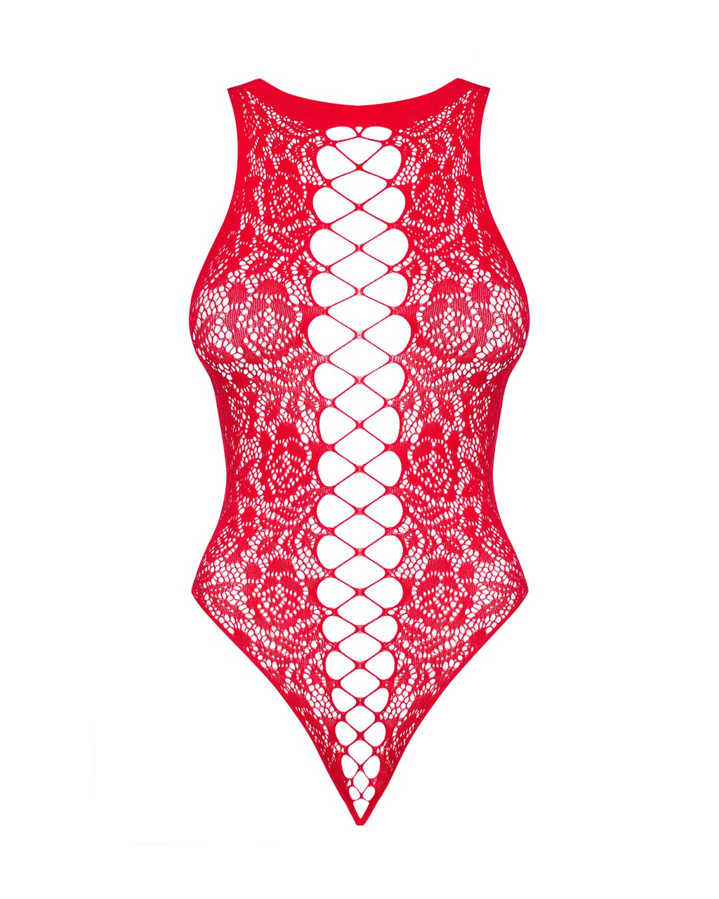 Obsessive (Польща) Ажурний бодістокінг із ефектом шнурівки Obsessive B120 teddy red S/M/L, червоний