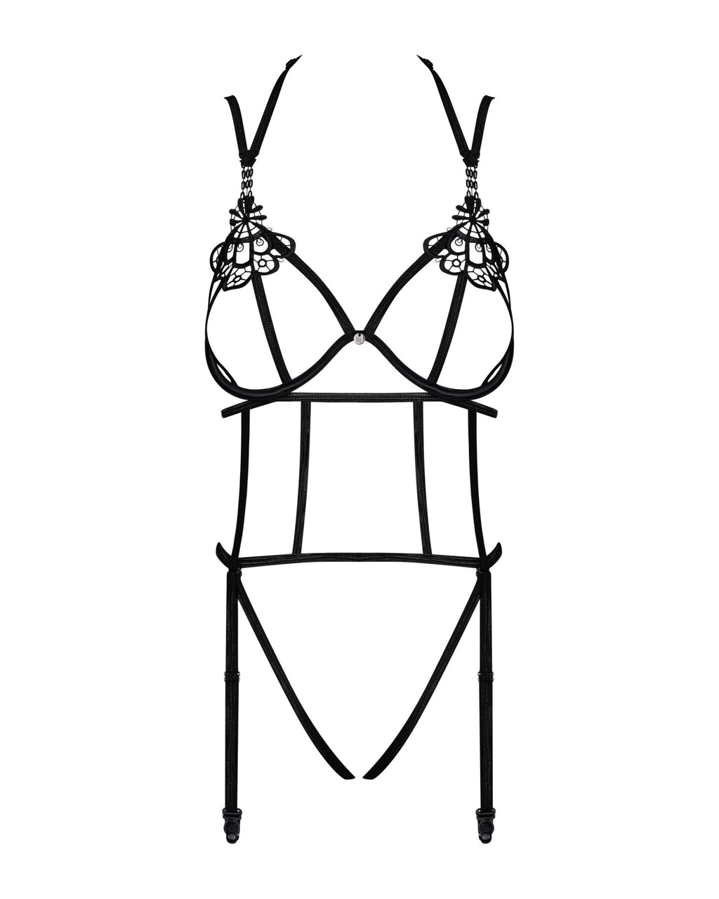 Obsessive (Польща) Боді зі стреп із доступом Obsessive Badossa crotchless teddy S/M, чорний
