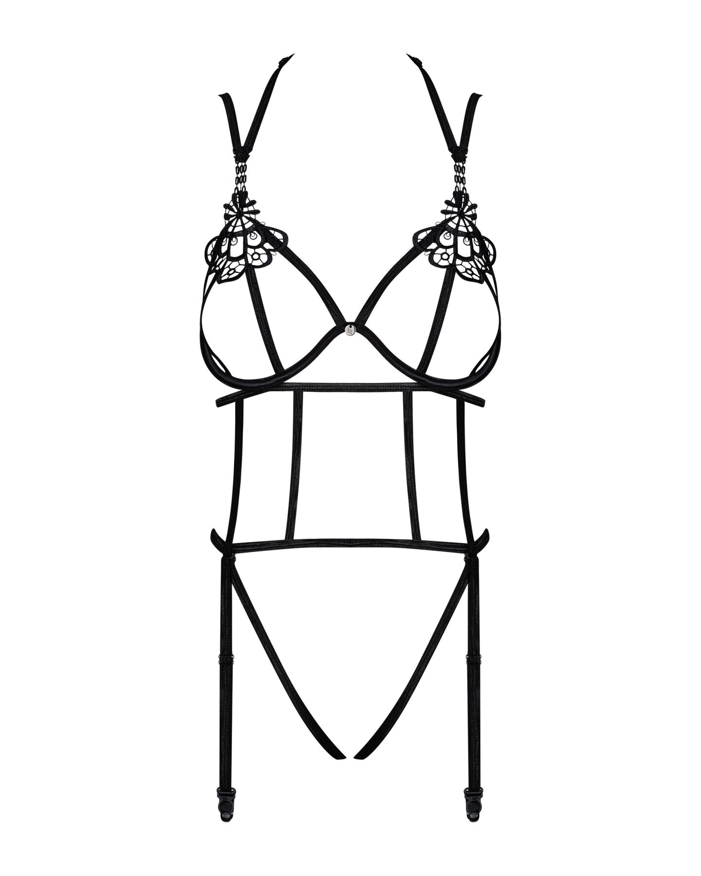 Obsessive (Польща) Боді зі стреп із доступом Obsessive Badossa crotchless teddy S/M, чорний