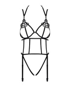 Боді зі стреп із доступом Obsessive Badossa crotchless teddy L/XL, чорний