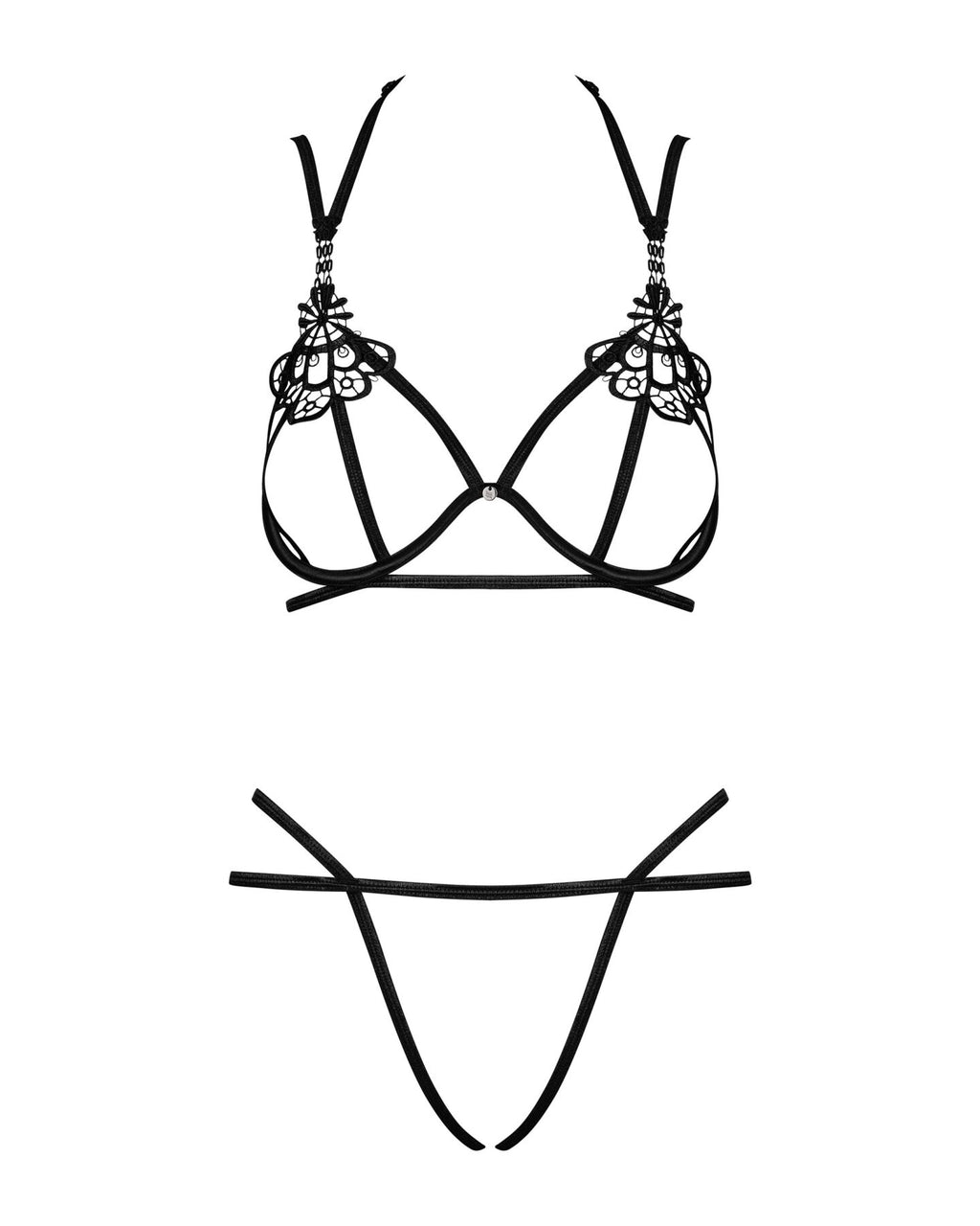 Obsessive (Польща) Еротичний комплект зі стреп Obsessive Badossa 2-pcs set L/XL, чорний, з доступом