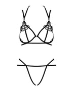 Еротичний комплект зі стреп Obsessive Badossa 2-pcs set L/XL, чорний, з доступом