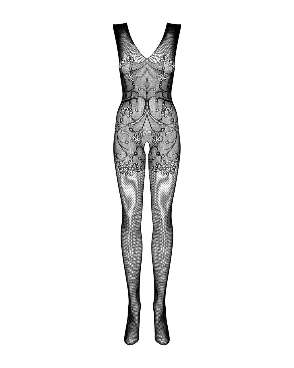 Obsessive (Польща) Бодістокінг Obsessive Bodystocking F234 S/M/L, абстрактний малюнок, глибоке декольте