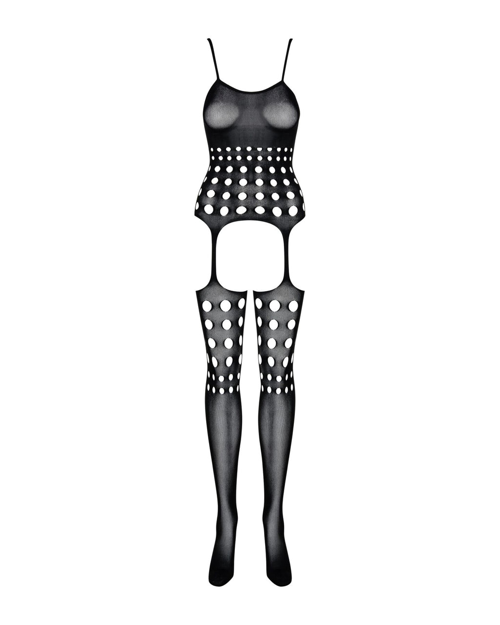 Obsessive (Польща) Бодістокінг Obsessive Bodystocking G310 S/M/L, топ, панчохи, підв’язки, круглі вирізи