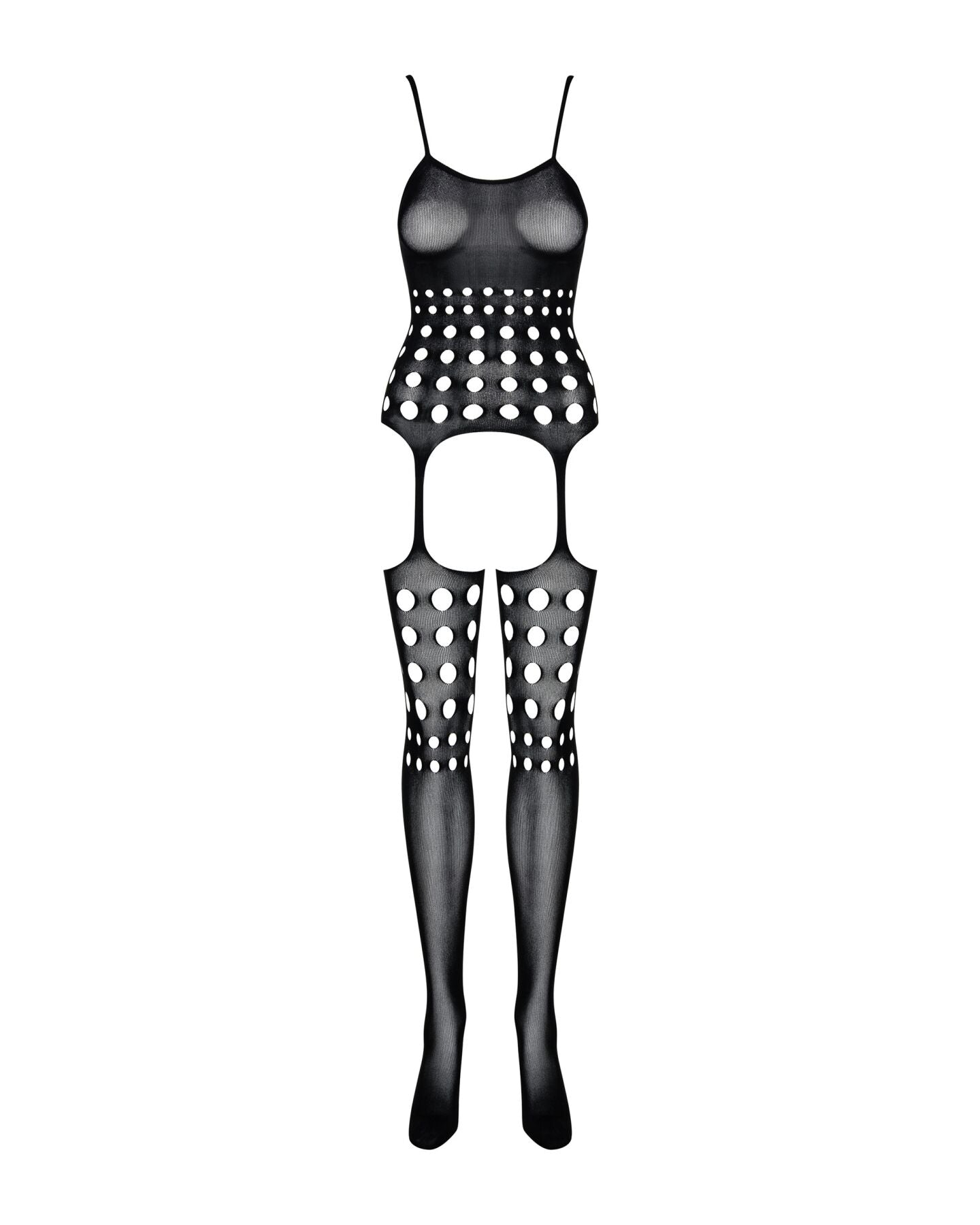 Obsessive (Польща) Бодістокінг Obsessive Bodystocking G310 S/M/L, топ, панчохи, підв’язки, круглі вирізи