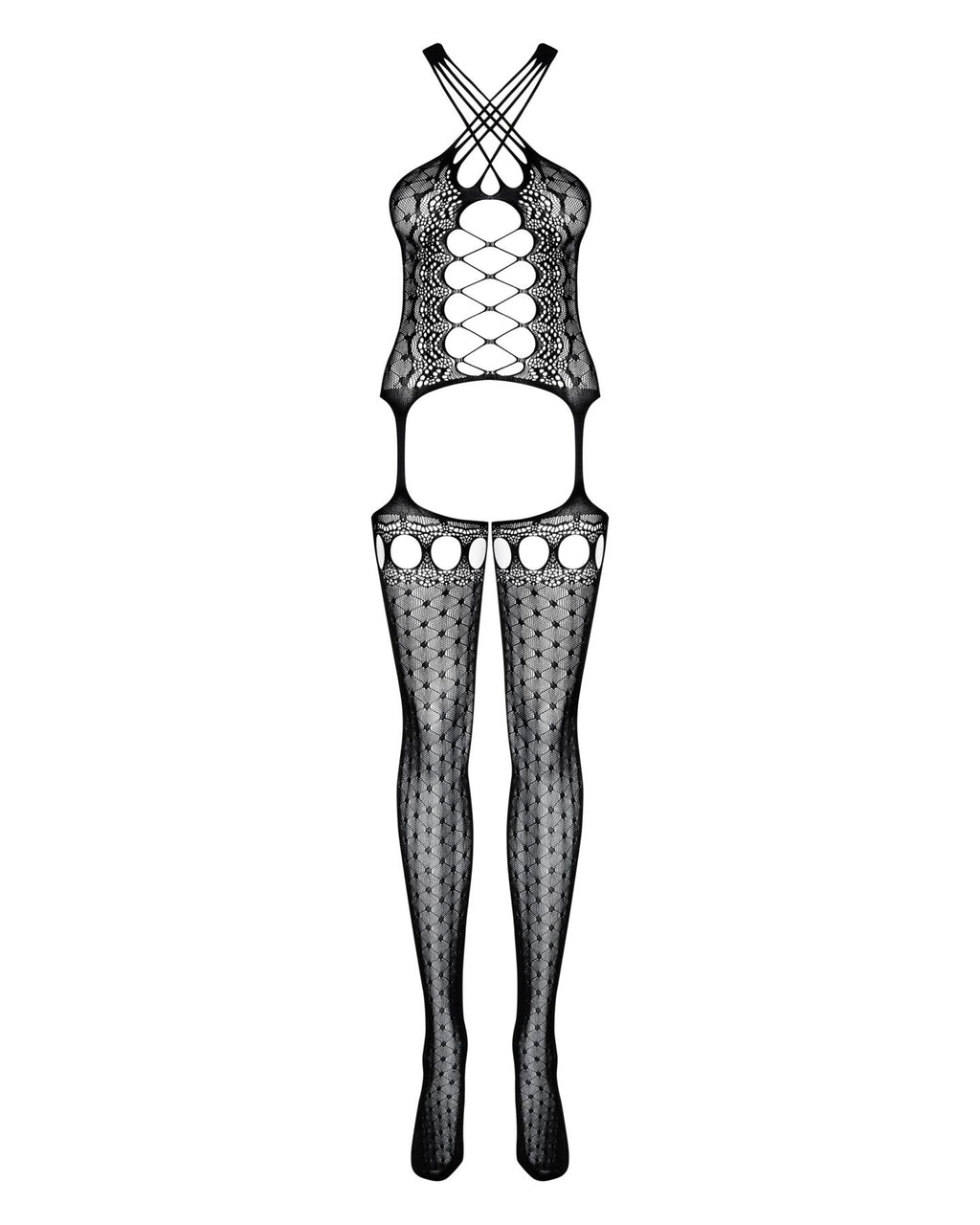 Obsessive (Польща) Бодістокінг Obsessive Bodystocking G313 S/M/L, шнурівка, геометричний декор