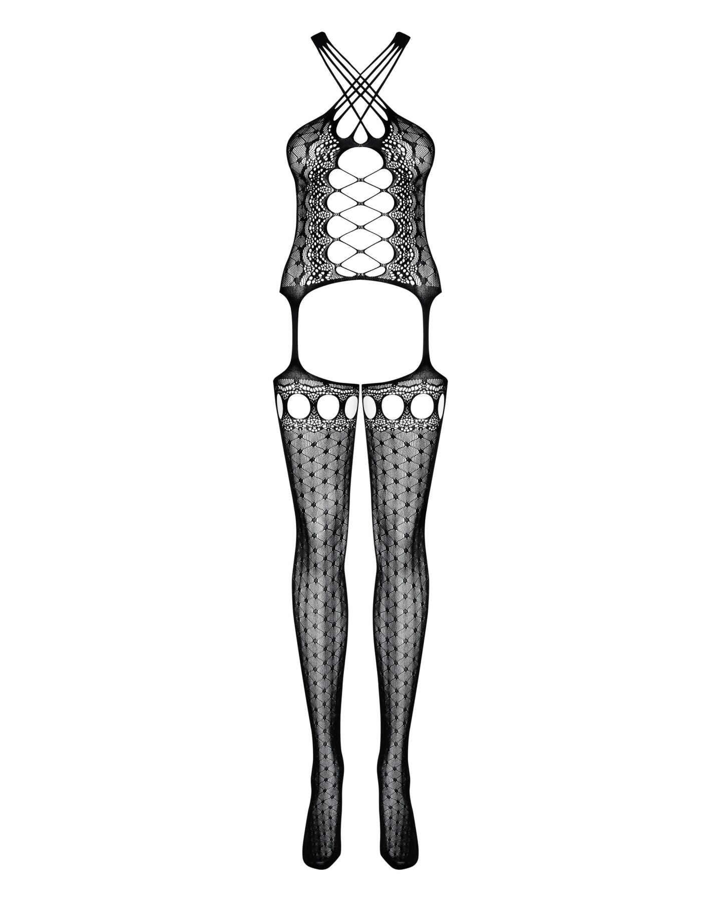 Obsessive (Польща) Бодістокінг Obsessive Bodystocking G313 S/M/L, шнурівка, геометричний декор