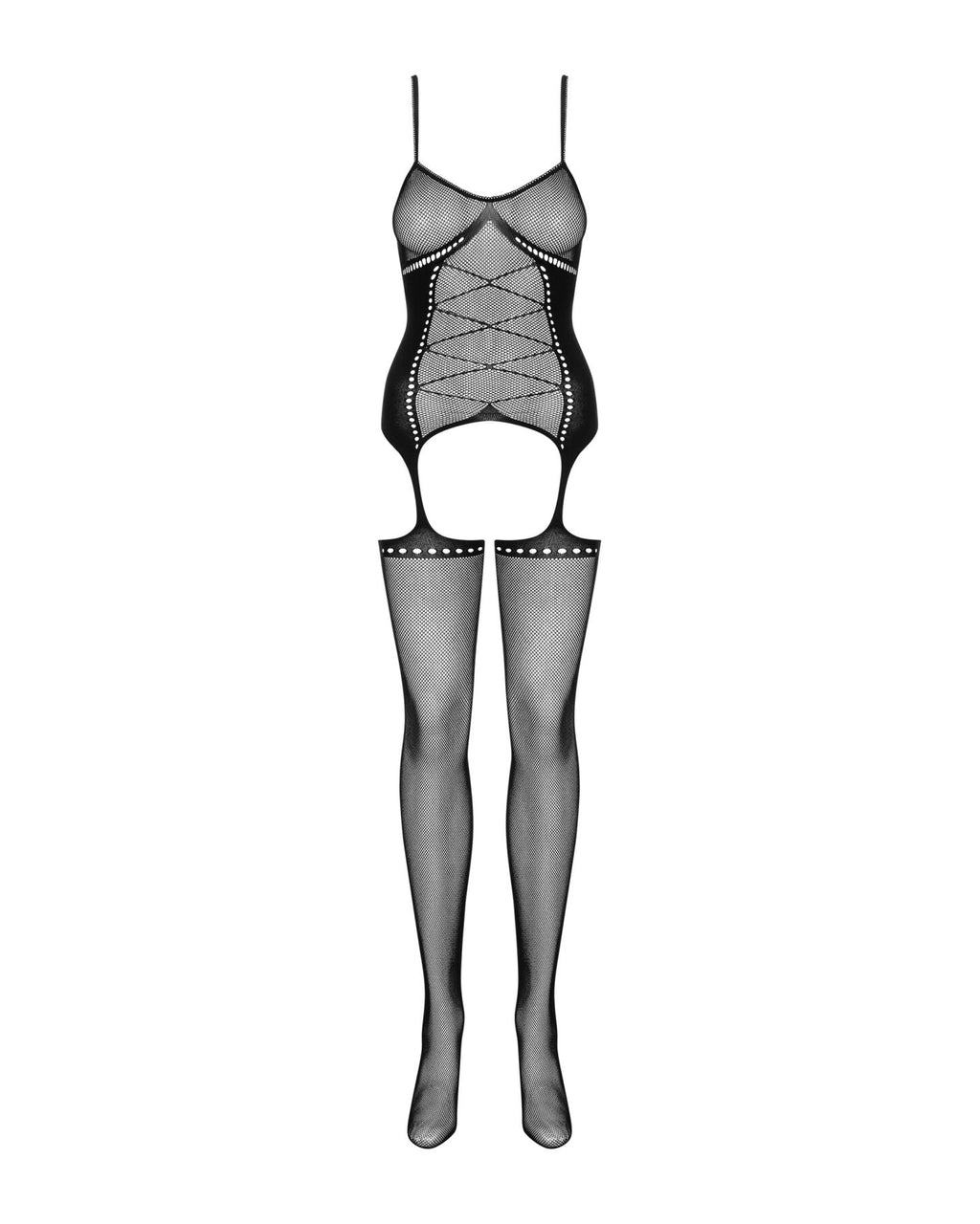 Obsessive (Польща) Бодістокінг Obsessive Bodystocking G314 S/M/L, імітація корсета та корсетної шнурівки