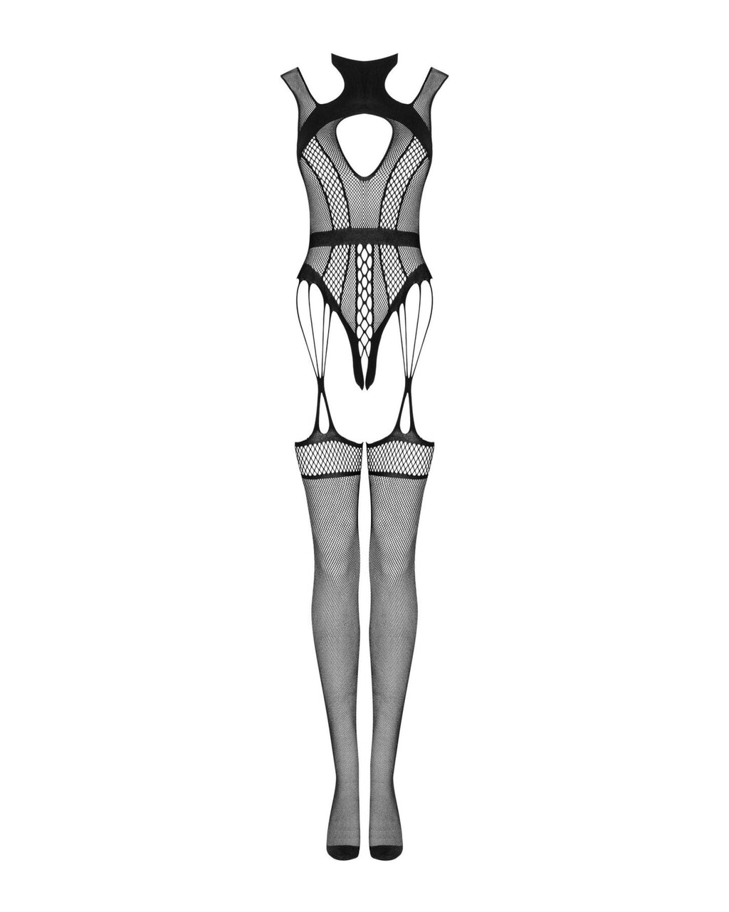 Obsessive (Польща) Ажурний бодістокінг з отворами Obsessive Bodystocking G327 black S/M/L, комбінезон, з доступом