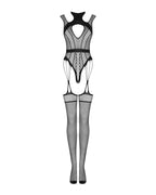 Ажурний бодістокінг з отворами Obsessive Bodystocking G327 black S/M/L, комбінезон, з доступом