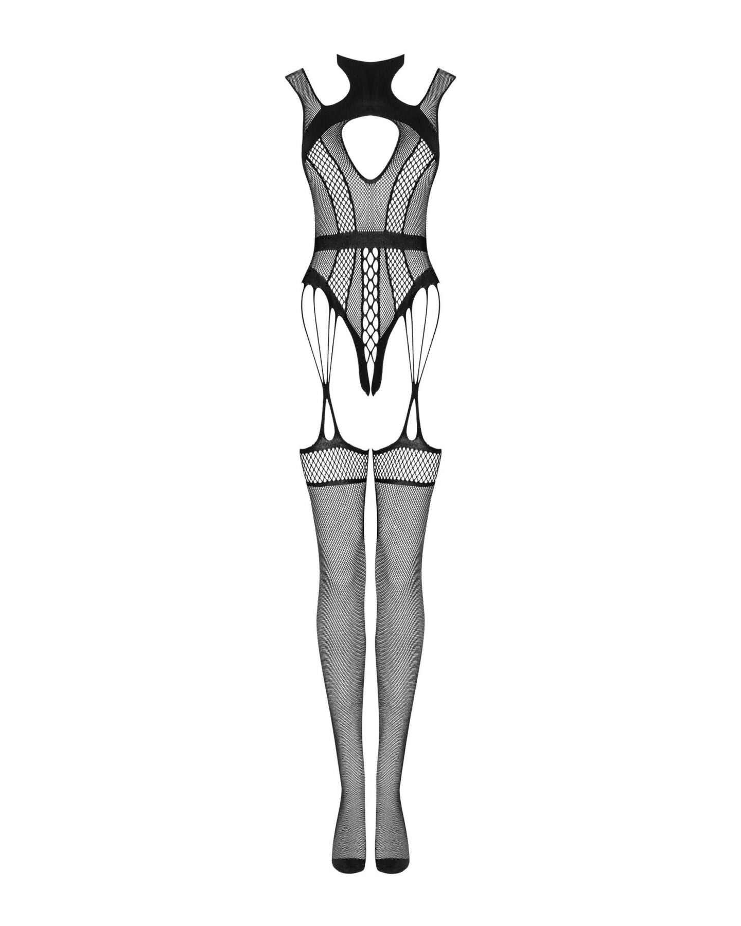 Obsessive (Польща) Ажурний бодістокінг з отворами Obsessive Bodystocking G327 black S/M/L, комбінезон, з доступом