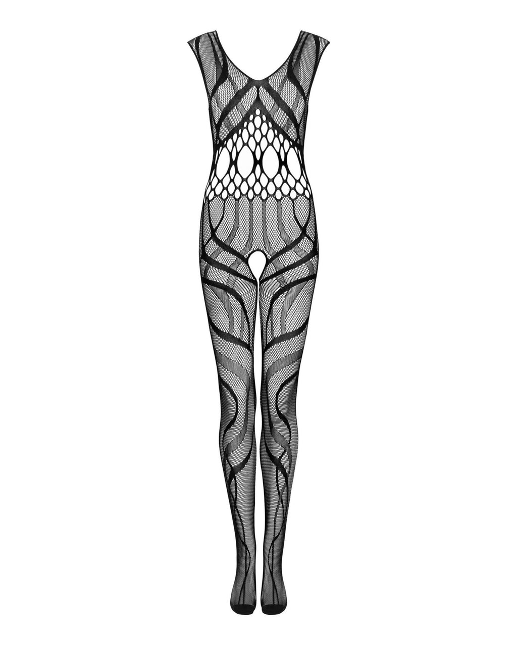 Obsessive (Польща) Сітчастий бодістокінг з вирізами та малюнком Obsessive Bodystocking G328 S/M/L, чорний, комбінезон