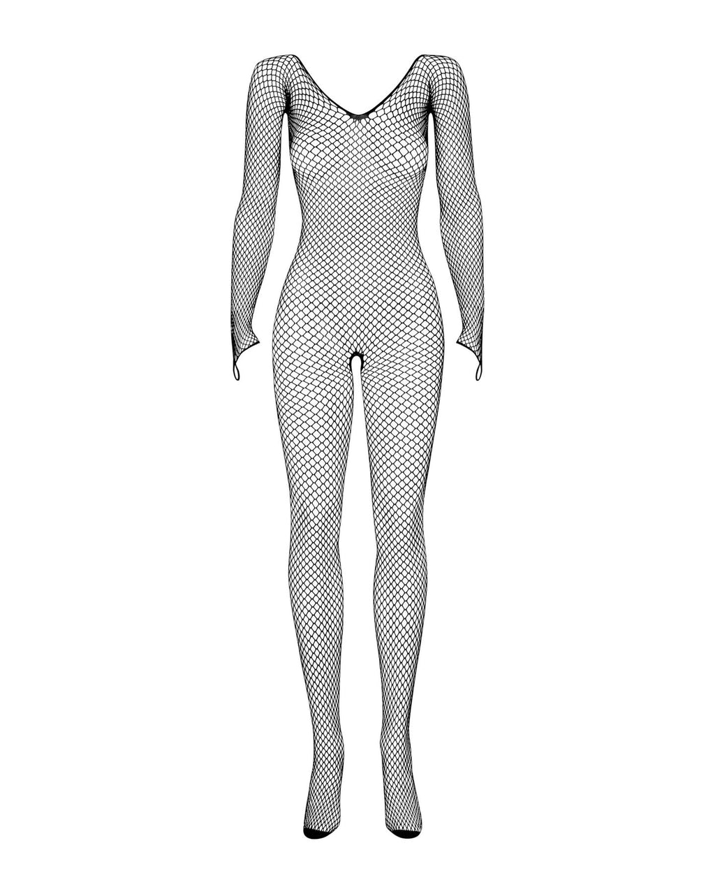 Obsessive (Польща) Сітчастий бодістокінг із довгим рукавом Obsessive Bodystocking N109 black S/M/L, чорний, комбінезон