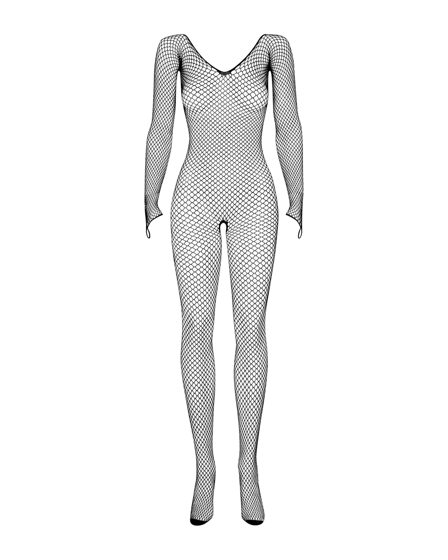 Obsessive (Польща) Сітчастий бодістокінг із довгим рукавом Obsessive Bodystocking N109 black S/M/L, чорний, комбінезон