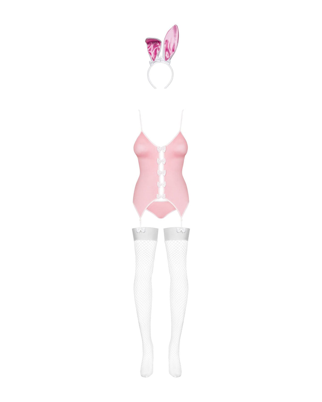 Obsessive (Польща) Еротичний костюм зайчика Obsessive Bunny suit 4 pcs costume pink S/M, рожевий, топ з підв’язками