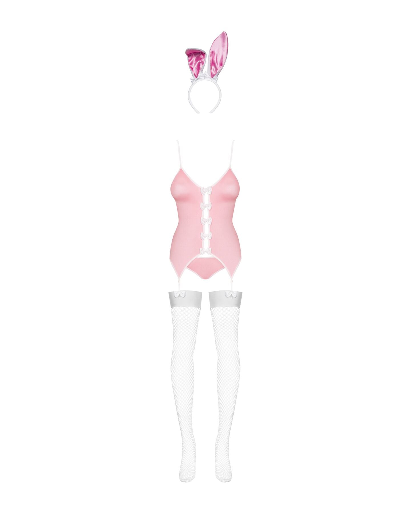 Obsessive (Польща) Еротичний костюм зайчика Obsessive Bunny suit 4 pcs costume pink S/M, рожевий, топ з підв’язками