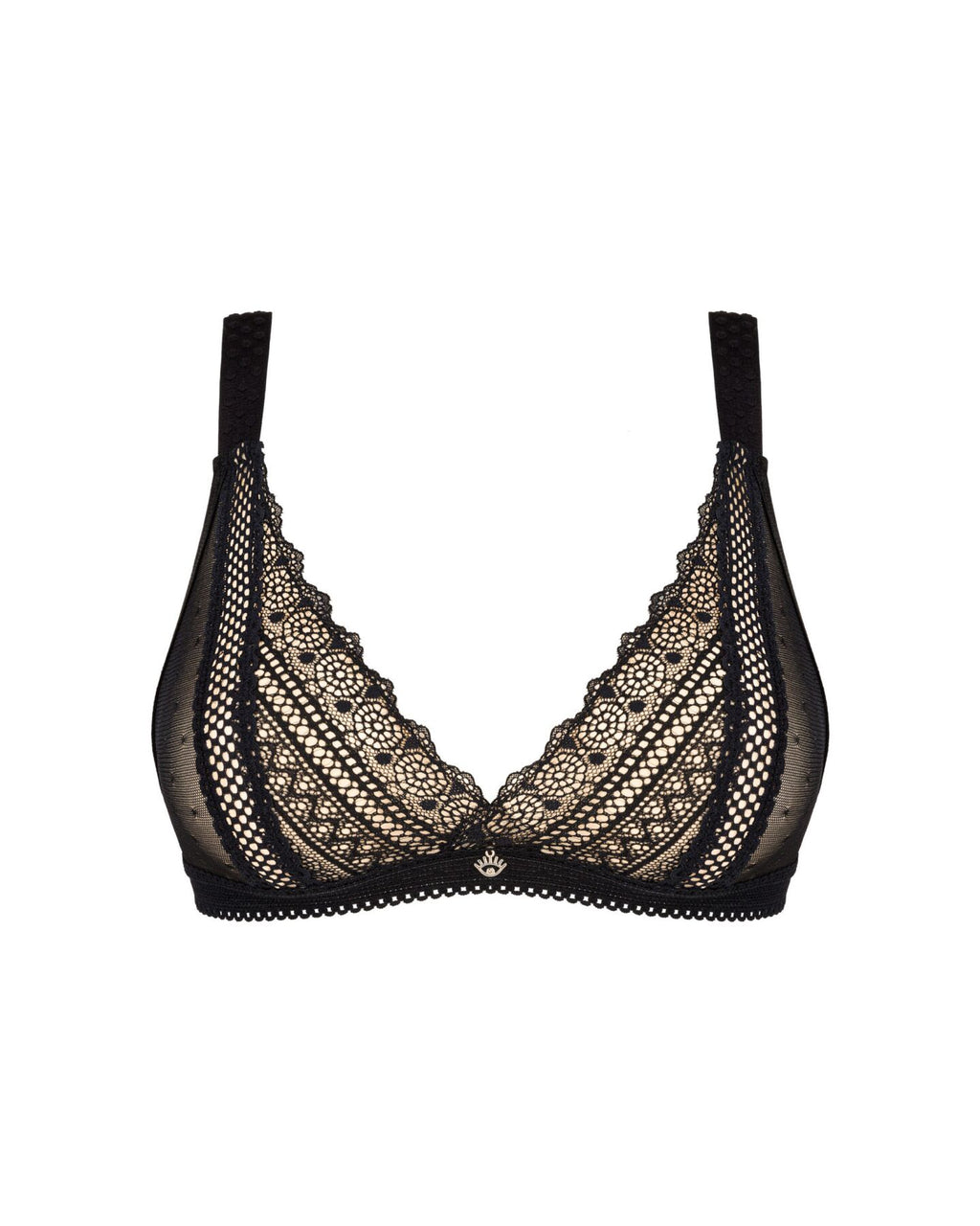 Obsessive (Польща) Мереживний бюстгальтер із трикутною чашкою Obsessive Estiqua bra XS/S, чорний, широкі лямки