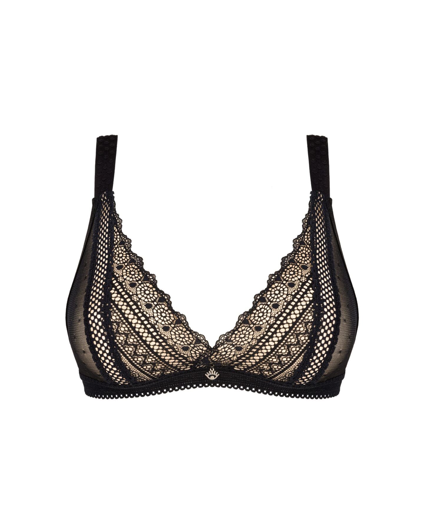 Obsessive (Польща) Мереживний бюстгальтер із трикутною чашкою Obsessive Estiqua bra XS/S, чорний, широкі лямки