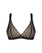 Мереживний бюстгальтер із трикутною чашкою Obsessive Estiqua bra M/L, чорний, ши
