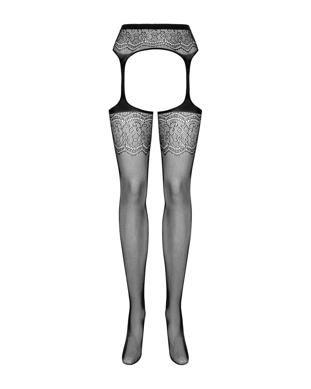 Obsessive (Польща) Сітчасті панчохи-стокінги з квітковим малюнком Obsessive Garter stockings S207 S/M/L,чорні