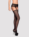 Obsessive (Польща) Сітчасті панчохи-стокінги з мереживним поясом Obsessive Garter stockings S307 S/M/L, чорні, імітація