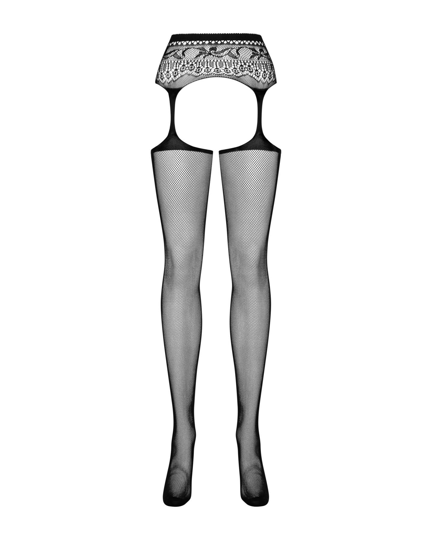 Obsessive (Польща) Сітчасті панчохи-стокінги з мереживним поясом Obsessive Garter stockings S307 XL/XXL, чорні