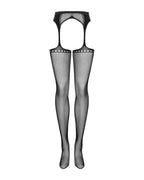 Сітчасті панчохи-стокінги зі стрілкою Obsessive Garter stockings S314 S/M/L, чорні, імітація гартері