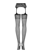 Сітчасті панчохи-стокінги з імітацією гартерів Obsessive Garter stockings S500S/M/L, чорні
