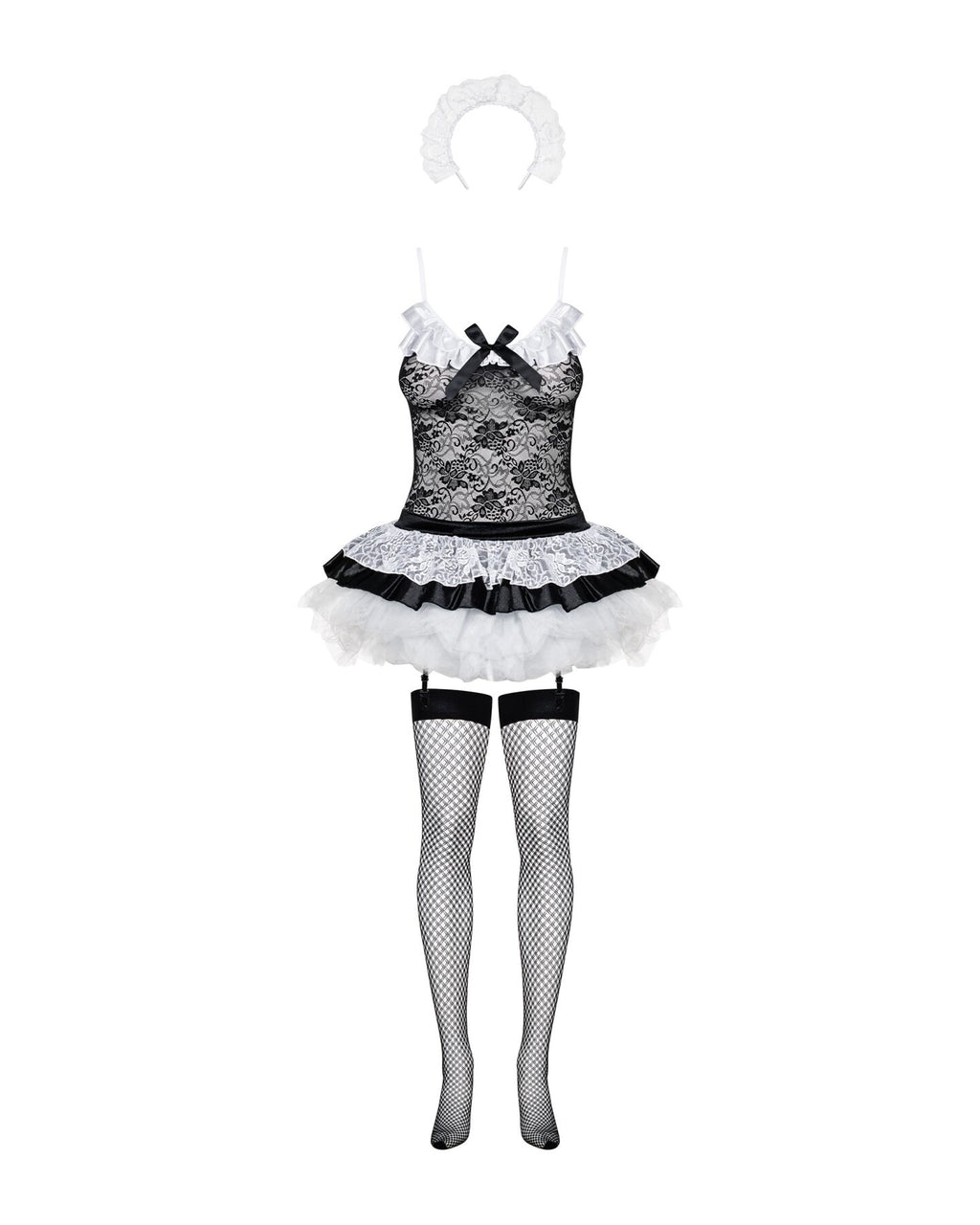 Obsessive (Польща) Еротичний костюм покоївки зі спідницею Obsessive Housemaid 5 pcs costume L/XL, чорно-білий, топ з пі