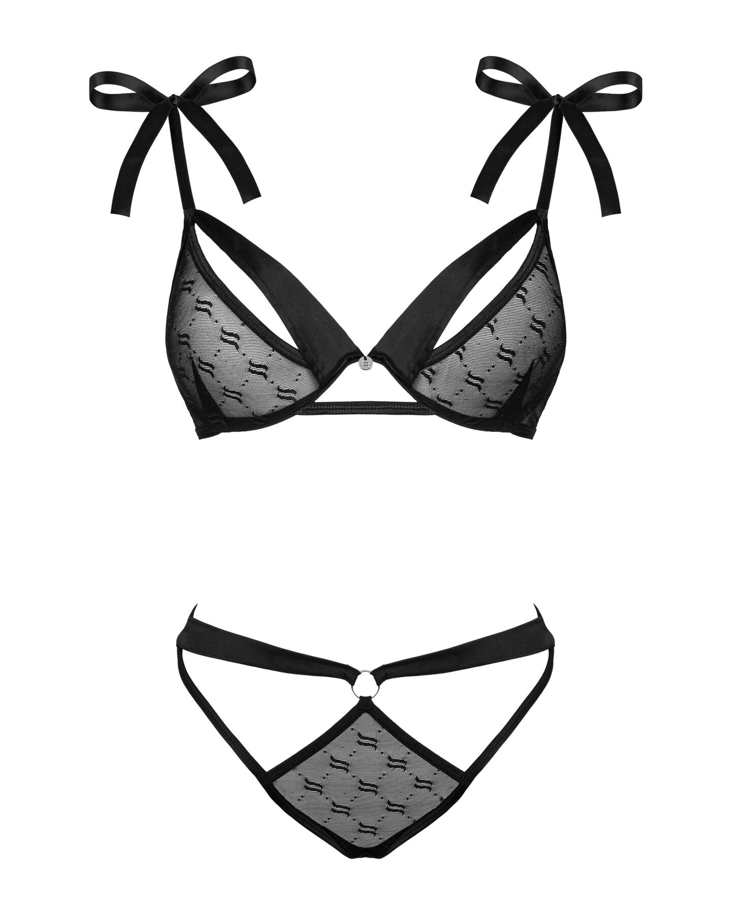 Obsessive (Польща) Напівпрозорий еротичний комплект Obsessive Obsessivia 2-pcs set black S/M, бюстгальтер та трусики