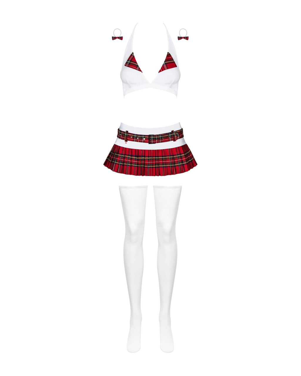 Obsessive (Польща) Еротичний костюм школярки з мініспідницею Obsessive Schooly 5pcs costume L/XL, біло-червоний, топ, с